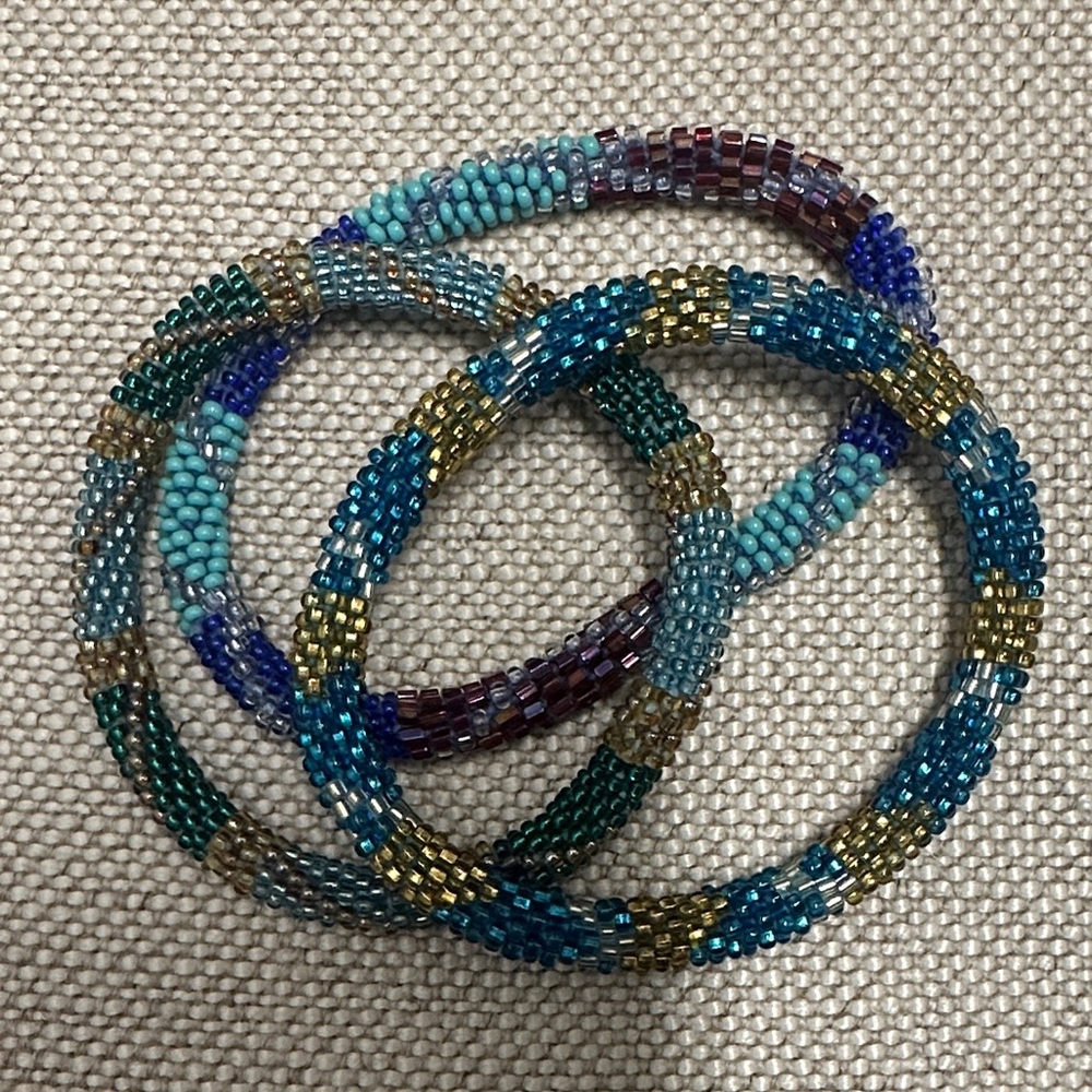 Beaded Roll on bracelets (set of 3)